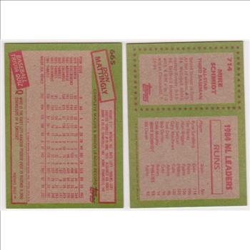  1985 Topps Don Mattingly #665 + Mike Schmidt #714 Card Pair