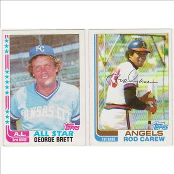 1982 Topps George Brett #549 + Rod Carew #500 Card Pair 