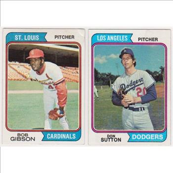 1974 Topps Bob Gibson #350 + Don Sutton #220 Card Pair