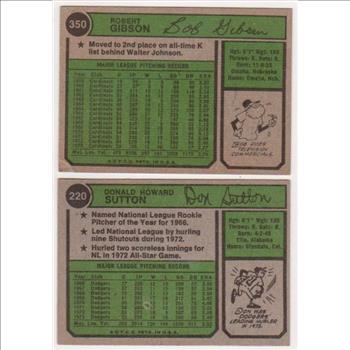 1974 Topps Bob Gibson #350 + Don Sutton #220 Card Pair