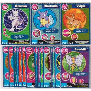 20 Different 1999 Pokemon Master Trainer Cards From Burger King Set w/ Mewtwo + More