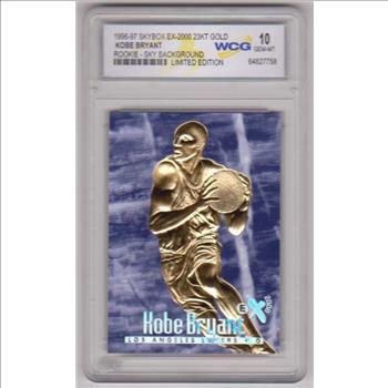 Rookie Graded Gem Mint 10 - Kobe Bryant 1996-97 Skybox EX-2000 Sky Background 23 Kt Gold Card