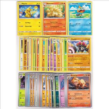 50 Different Pokemon Trading Cards w/ Pikachu + More