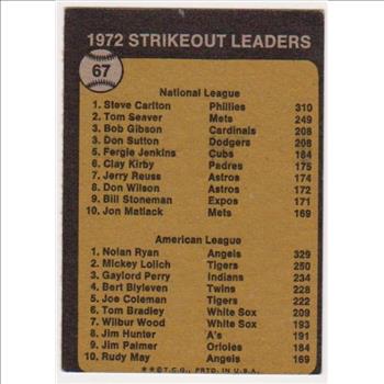 1973 Topps Nolan Ryan + Steve Carlton #67 Card