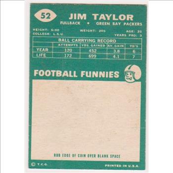 1960 Topps Jim Taylor #52 Card - HOF'er