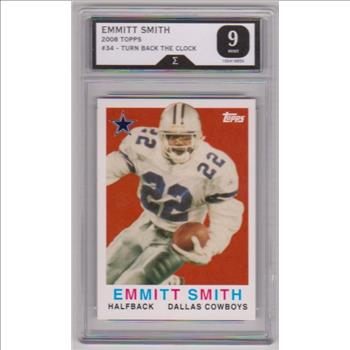 Graded Sigma Mint 9 - Emmitt Smith 2008 Topps Turn Back The Clock #34 Card