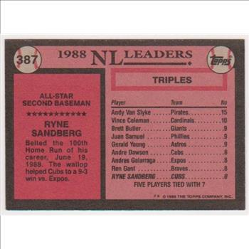 Wrong Front Error - Ryne Sandberg 1989 Topps - HOF'er