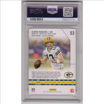 Graded PSA Mint 9 - Aaron Rodgers 2011 Panini Rookies & Stars #53 Card