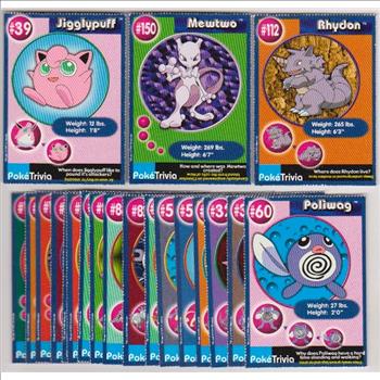 20 Different 1999 Pokemon Master Trainer Cards From Burger King Set w/ Jigglypuff + More