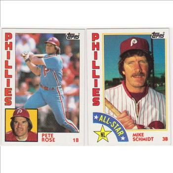 1984 Topps Pete Rose #300 + Mike Schmidt #388 Card Pair