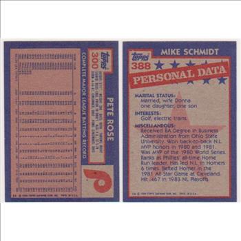 1984 Topps Pete Rose #300 + Mike Schmidt #388 Card Pair