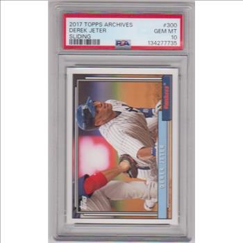 Graded PSA Gem Mint 10 - Derek Jeter 2017 Topps Archives Sliding #300 Card
