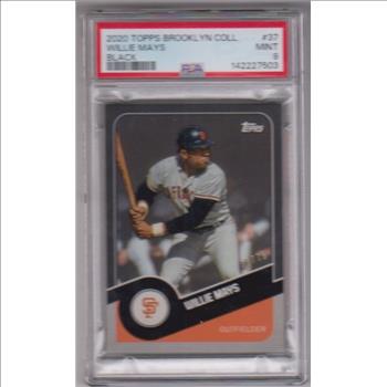 Graded PSA Mint 9 - Willie Mays 2020 Topps Brooklyn Collection Black #37 Card (#36/75 Produced)