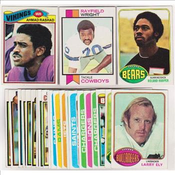 24 Different 1970's Topps Football Cards (1973-1979) w/ Ahmad Rashad+ More