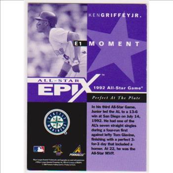Ken Griffey, Jr. 1998 Pinnacle Epix Purple All-Star Moment #E1 Insert Card