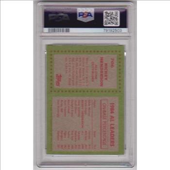 Graded PSA NM-MT 8 - Rickey Henderson 1985 Topps #706 Card
