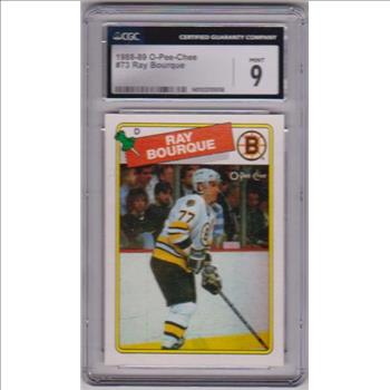 Graded CGC Mint 9 - Ray Bourque 1988-89 O-Pee-Chee #73 Card