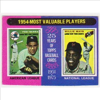 1975 Topps Yogi Berra/Willie Mays #192 Card - HOF'ers
