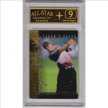 Graded 9 - Tiger Woods 2001 Upper Deck Tiger's Tales #TT23 Insert Card