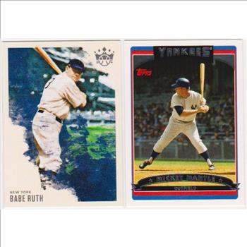 Babe Ruth + Mickey Mantle Baseball Card Pair