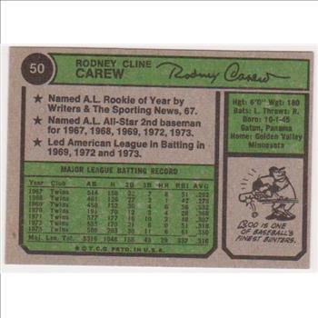 1974 Topps Rod Carew #50 Card - HOF'er