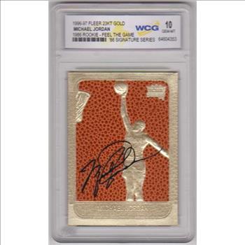 Graded Gem Mint 10 - Michael Jordan 1996-97 Fleer Feel The Game '86 Signature Series 23 Kt Gold Card
