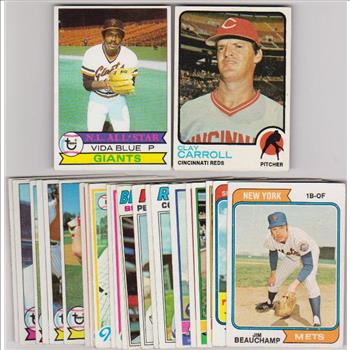 25 Different 1970's Topps Baseball Cards (1973-1979) w/ Vida Blue+ More