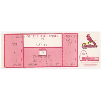 1998 Mark McGwire Home Run Record Breaking Season Cardinals/Pirates UNUSED Baseball Game Ticket - RARE
