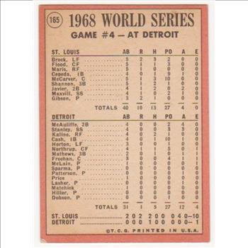 1969 Topps Lou Brock World Series Game 4 #165 Card - HOF'er