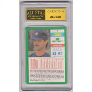 Graded 9 - Don Mattingly 1990 Score #1 Card