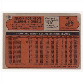 1972 Topps Frank Robinson #100 Card - HOF'er