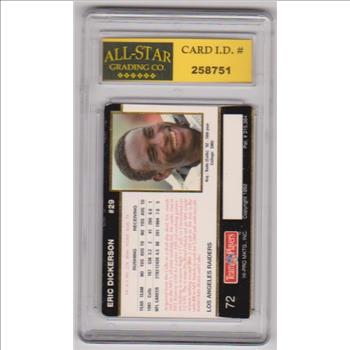 Graded 9 - Eric Dickerson 1992 Action Packed #72 Card