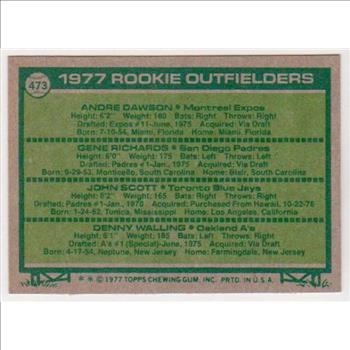 1977 Topps Andre Dawson #473 Rookie Card - HOF'er