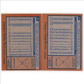 1978 Topps Willie McCovey #34 + Tony Perez #15 Card Pair - HOF'ers