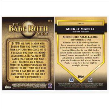 Babe Ruth + Mickey Mantle Baseball Card Pair