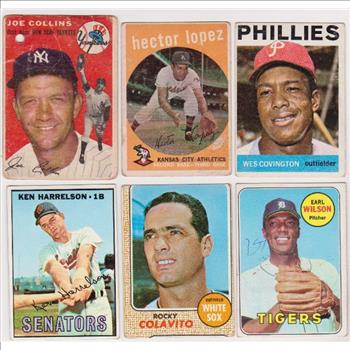 6 Different 1950's/1960's Topps Baseball Cards w/ Rocky Colavito + More