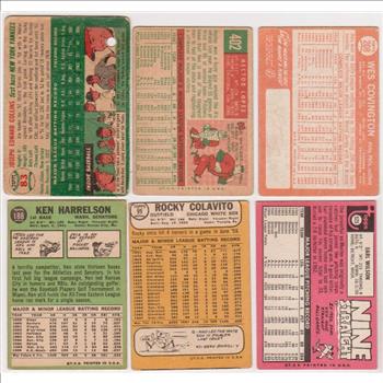 6 Different 1950's/1960's Topps Baseball Cards w/ Rocky Colavito + More