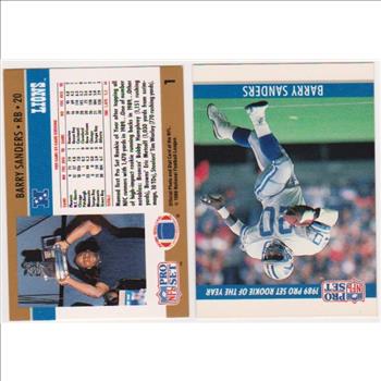 Barry Sanders 1990 Pro Set White Border Double Front Error + Blank Front Error Card Pair