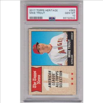 Graded PSA Gem Mint 10 - Mike Trout 2017 Topps Heritage #363 Card