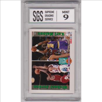 Graded Mint 9 - Michael Jordan/Karl Malone 1992-93 Hoops #320 Card
