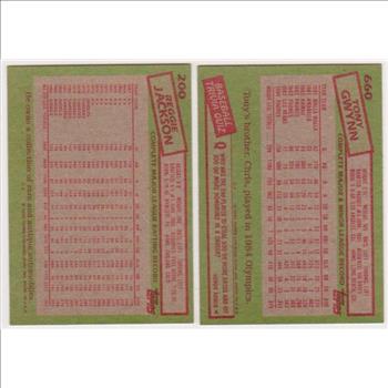 1985 Topps Reggie Jackson #200 + Tony Gwynn #660 Card Pair