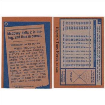 1978 Topps Willie McCovey #3 + Tony Perez #15 Card Pair - HOF'ers