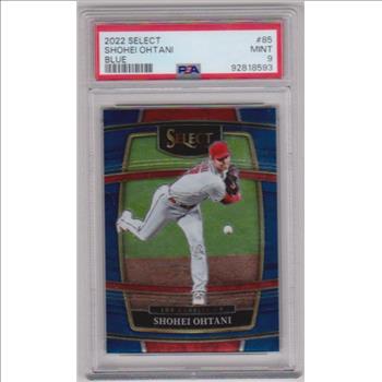 Graded PSA Mint 9 - Shohei Ohtani 2022 Panini Select Blue Concourse #85 Card