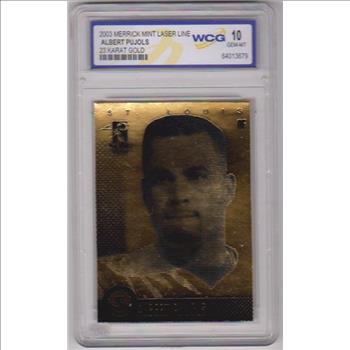 Graded Gem Mint 10 - Albert Pujols 2003 Merrick Mint Laser Line 23 Kt Gold Foil Card
