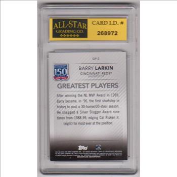 Graded 10 - Barry Larkin 2019 Topps Greatest Players #GP-2 Insert Card