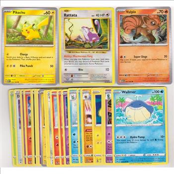 25 Different Pokemon Trading Cards w/ Pikachu + More