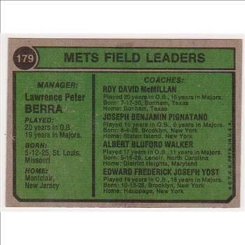 1974 Topps Yogi Berra #179 Card - HOF'er