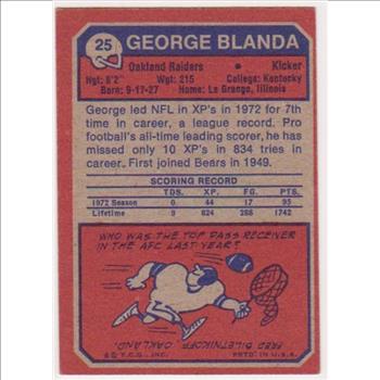 1973 Topps George Blanda #25 Card - HOF'er