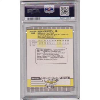 Rookie Graded PSA Mint 9 - Ken Griffey, Jr. 1989 Fleer #548 Card