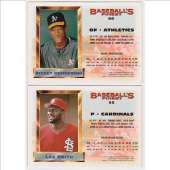 1993 Topps Finest Rickey Henderson #86 + Lee Smith #95 Card Pair